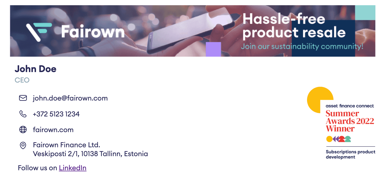 Business card front